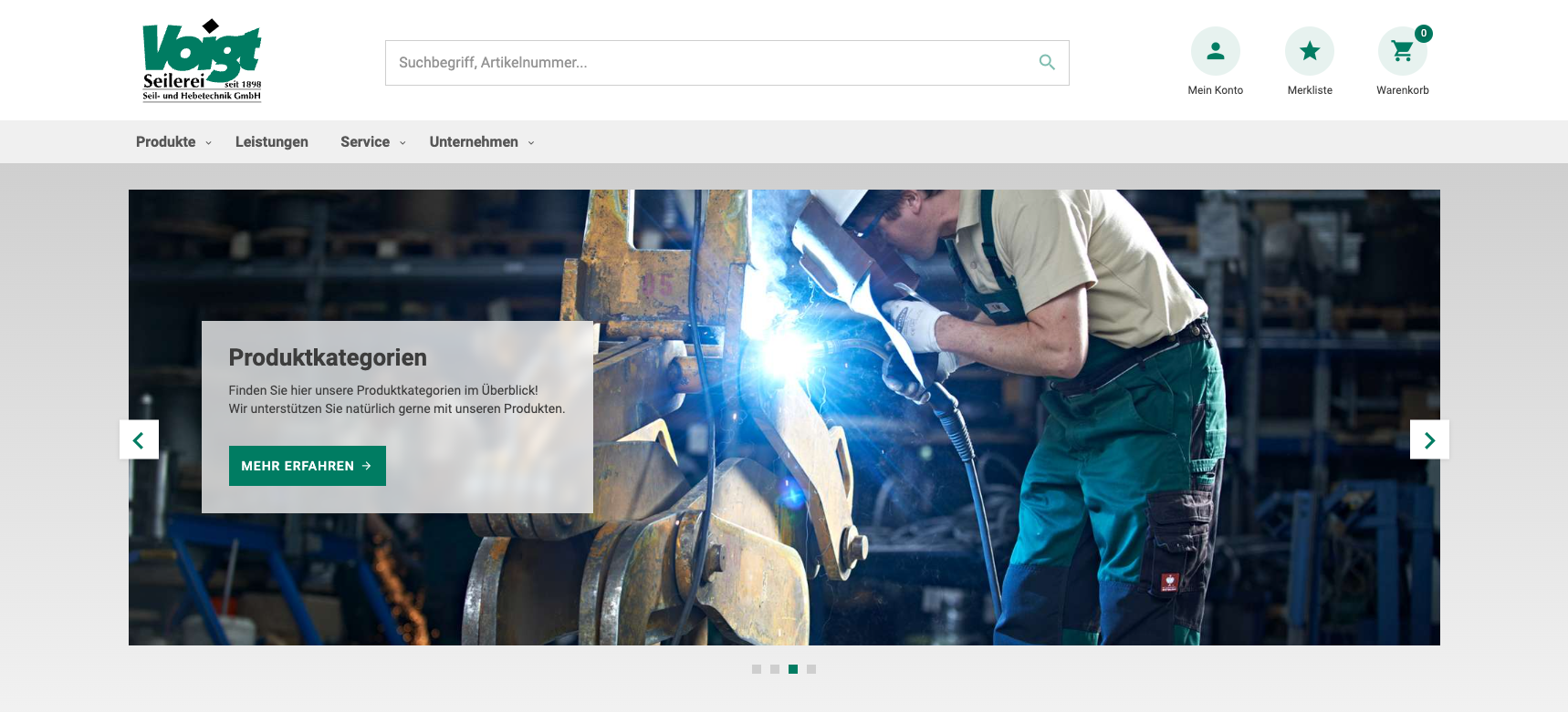 Ausschnitt aus der individuellen Fachanwendung für Seilerei Voigt